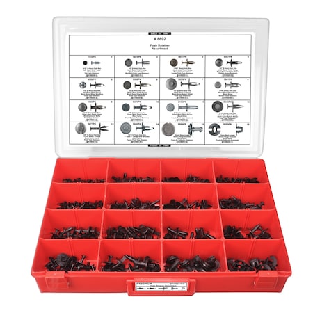 Disco Blk Nyln Push Ret Assort Adj Red Tray W/Clr Lid 8692RCP