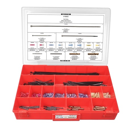 Disco Drill Bits/WireTerminal Assort Adj Red Tray W/Clr Lid 8693RCP