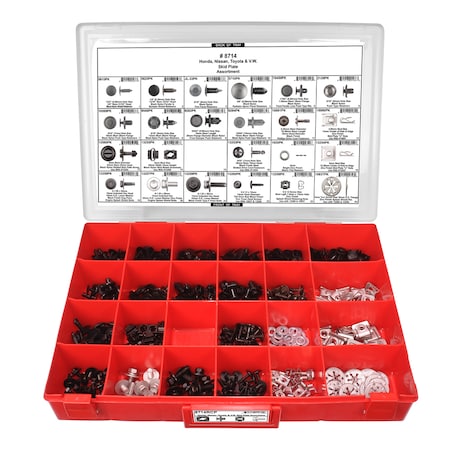 Disco Skid Plate Assrtmnt 24 Hole Red Tray W/Clr Lid 8714RCP