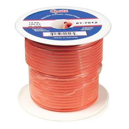 Grote Primary Wire, GPT, 18 AWG, Copper, Orange, PVC Jacket, Stranded 87-9012