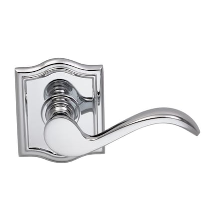 Omnia Lever Arched Rose Pass Lever 2-3/4" BS T Strike Bright Chrome 895 895AR/234T.PA26