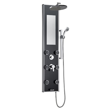 Pulse Showerspas Black Glass Shower Panel-Leilani Showerspa 1022-B