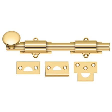 Deltana Surface Bolt, Heavy Duty Lifetime Brass 8" 8SB003