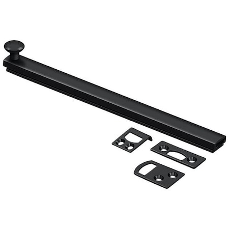 Deltana Surface Bolt, Concealed Screw, Heavy Duty Black 8" 8SBCS19