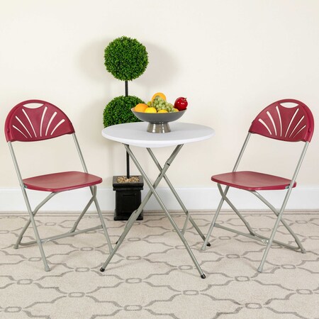 Flash Furniture Burgundy Plastic Folding Chair, PK8 8-LE-L-4-BUR-GG