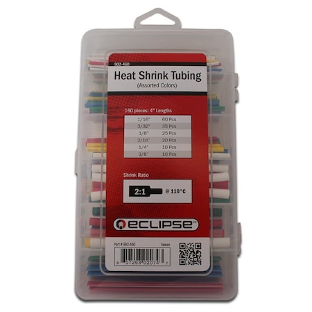 Eclipse Tools Heat Shrink Tube, Assorted, 4-3/4 in, 160 PK 902-460