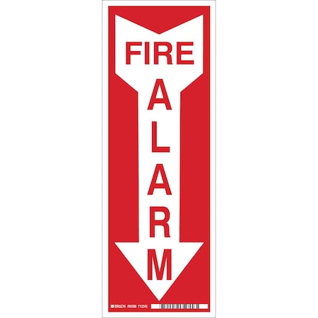 BRADY Fire Alarm Sign, 14X5", Red/White 90366