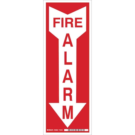 Brady Fire Alarm Sign, 14 in Height, 5 in Width, Polyester, Rectangle, English 90366