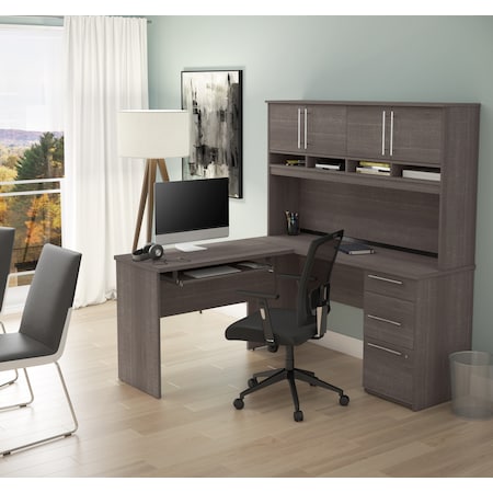 Bestar Innova Plus L-Shaped Desk, Bark Gray 92421-47