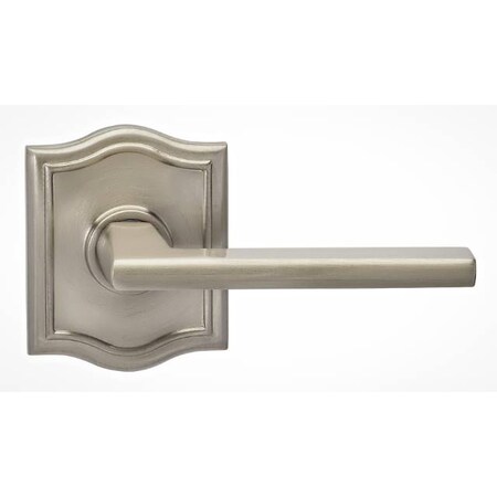 Omnia Arched Rose Passage Lever 2-3/4" Backset, T Strike Satin Nickel 925 925AR/234T.PA15
