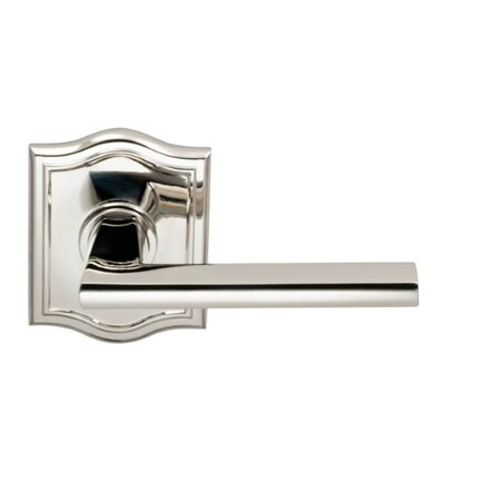 Omnia Arched Rose Privacy Lever 2-3/4" Backset, T Strike Bright Nickel 925 925AR/234T.PR14