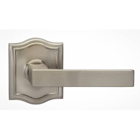 Omnia Arched Rose Passage Lever 2-3/4" Backset, T Strike Satin Nickel 930 930AR/234T.PA15