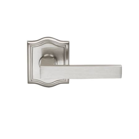 Omnia Arched Rose Privacy Lever 2-3/4" Backset, T Strike Satin Nickel 930 930AR/234T.PR15