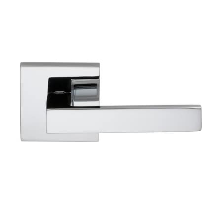 Omnia Square Rose Passage Lever 2-3/8" Backset, T Strike Bright Chrome 930 930SQ/238T.PA26