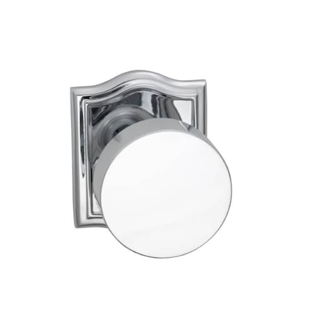 Omnia Arched Rose Privacy Knob 2-3/4" Backset, T Strike Bright Chrome 935 935AR/234T.PR26