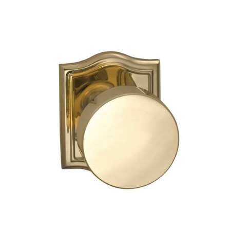 Omnia Arched Rose Passage Knob 2-3/8" Backset, T Strike Bright Brass 935 935AR/238T.PA3