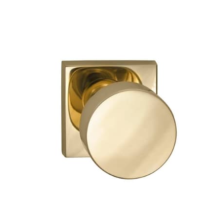 Omnia Square Rose Privacy Knob 2-3/4" Backset, T Strike Bright Brass 935 935SQ/234T.PR3