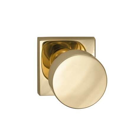 Omnia Square Rose Privacy Knob 2-3/8" Backset, T Strike Bright Brass 935 935SQ/238T.PR3