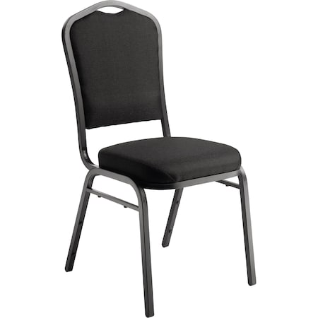 National Public Seating Stack Chair, Black Fabric, Black Frame 9360-BT