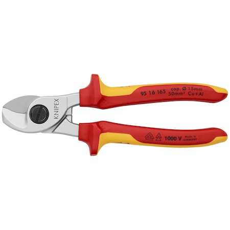 Knipex Cable Shears, 6 1/2", 1000V Insulated 95 16 165