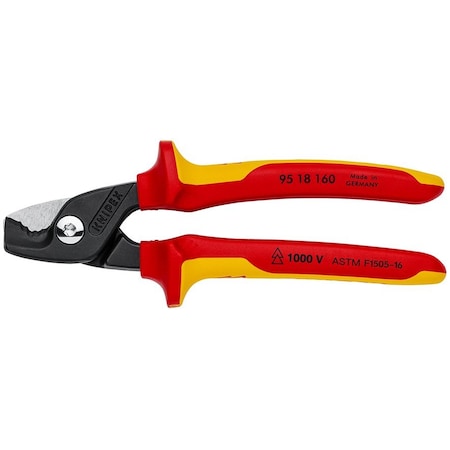 Knipex Cable Shears, 6 1/4" StepCut, 1000V Insu 95 18 160 US
