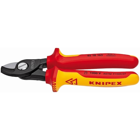 Knipex Cable Shears, 6 1/2", 1000V Insulated 95 18 165 US