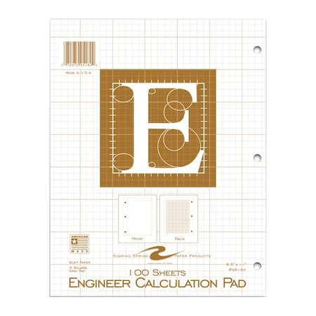 Roaring Spring Case of Engineering Pads, 8.5" x 11", 100 Sheets, 5x5 Grid, Heavy Backing Board, 3-Hole Punched, PK24 95182cs