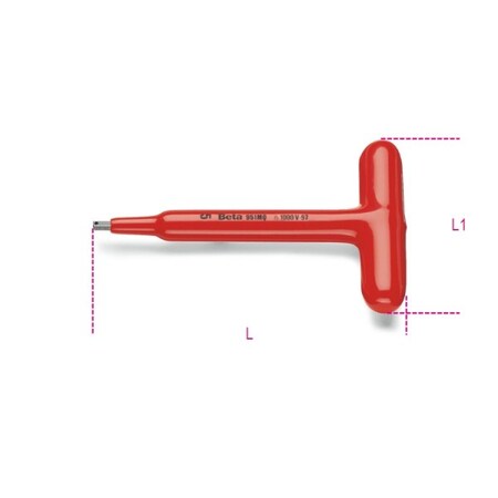 Beta Metric T-handle Hex Male Key, 4mm Tip Size 009510704