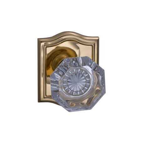 Omnia Arched Rose Passage Knob 2-3/4" Backset, T Strike Bright Brass 955 955AR/234T.PA3