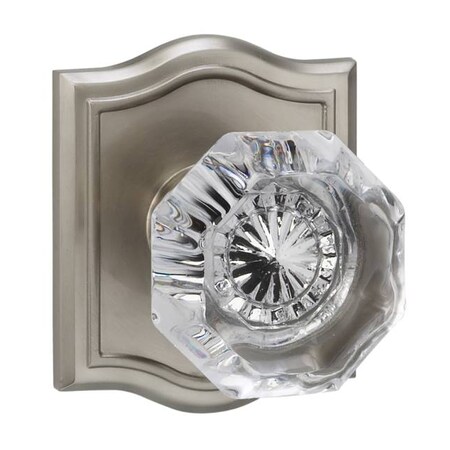 Omnia Arched Rose Pass Knob 2-3/8" BS Full Lip Strike Satin Nickel 955 955AR/238F.PA15