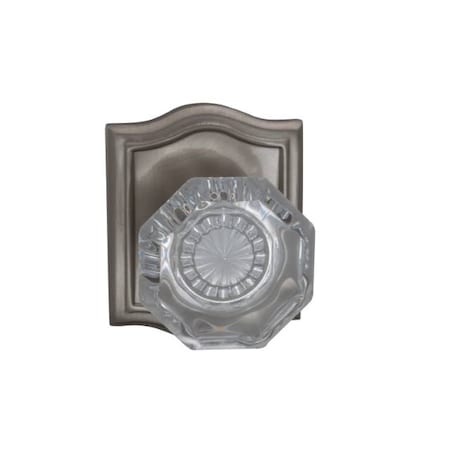 Omnia Arched Rose Priv Knob 2-3/8" BS Full Lip Strike Satin Nickel 955 955AR/238F.PR15