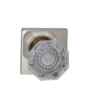 Omnia Square Rose Privacy Knob 2-3/4" Backset, T Strike Bright Nickel 955 955SQ/234T.PR14