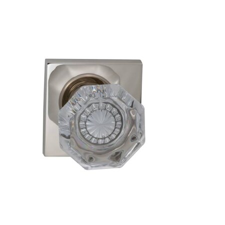 Omnia Square Rose Passage Knob 2-3/8" Backset, T Strike Bright Nickel 955 955SQ/238T.PA14