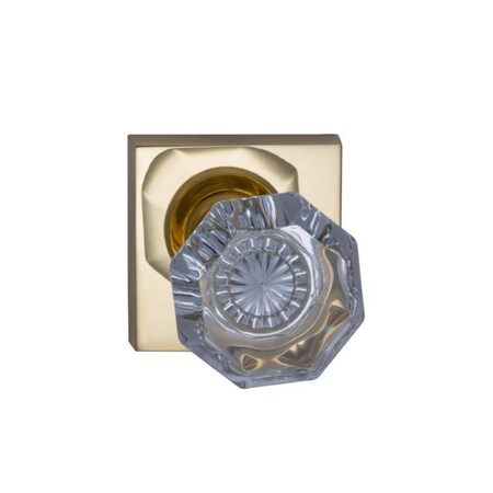 Omnia Square Rose Passage Knob 2-3/8" Backset, T Strike Bright Brass 955 955SQ/238T.PA3
