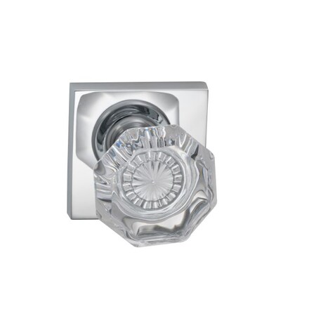 Omnia Square Rose Privacy Knob 2-3/4" Backset, T Strike Bright Chrome 955 955SQ/234T.PR26