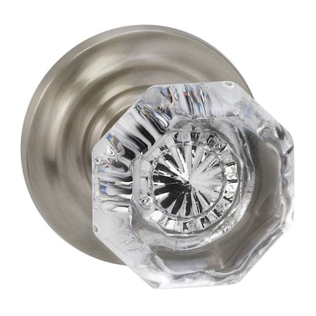 Omnia Traditional Rose Pass Knob 2-3/4" BS Full Lip Strike Satin Nickel 955 955TD/234F.PA15
