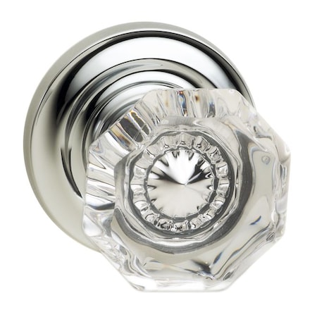 Omnia Traditional Rose Pass Knob 2-3/8" BS Full Lip Strike Bright Chrome 955 955TD/238F.PA26