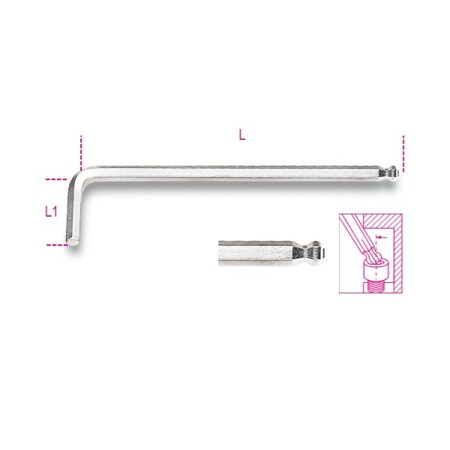 Beta Metric L Shape Ball Head Offset Hex Key, 2.5mm Tip Size 000960342