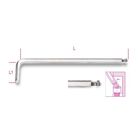Beta Metric L Shape Ball Head Offset Hex Key, 2mm Tip Size 000961341