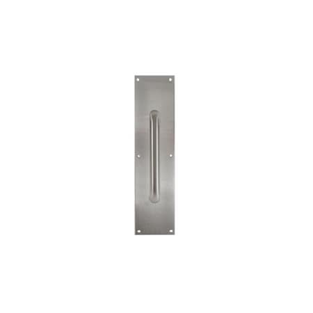 Trimco Square Corner Pull Plate with 10" 1195 Pull Satin Chrome 4"x16" 1018-3B.626
