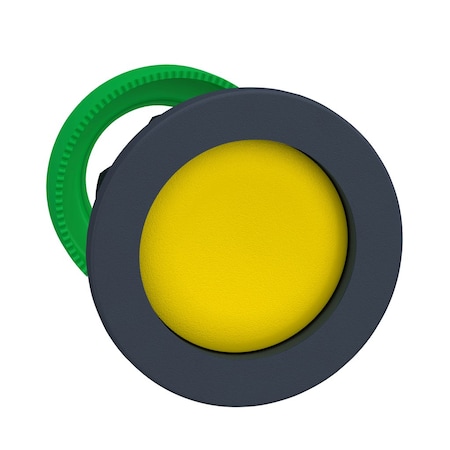 Schneider Electric Harmony XB5, Antimicrobial Flush mounted push button head, plastic, recessed, yellow, Ã˜30, spring return, unmarked, dark grey bezel ZB5FA56