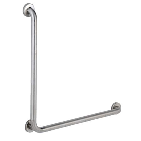 Bobrick 90 Degrees Grab Bar, 90 Degree 1-1/2" dia., Peen, 33-1/8" L, 304 Stainless Steel, Satin 6898.99