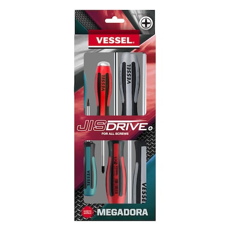 Vessel Screwdriver, JIS, Megadora, 6PCS 9806JSPB