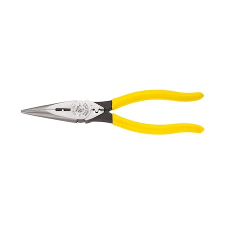 Klein Tools Pliers, Needle Nose Side Cutters with Stripping and Crimping, 8-Inch D203-8NCR