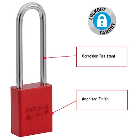 American Lock Anodized Aluminum Safety Padlock, Keyed Different, 1-1/2 ...