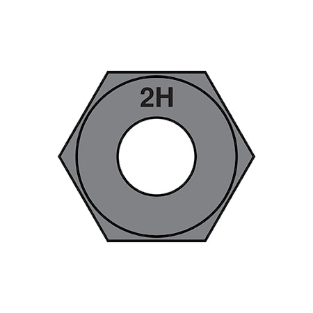 Zoro Select Heavy Hex Nut, 1-1/4"-7, Steel, Grade A194, Plain, 35 PK 125A1942H