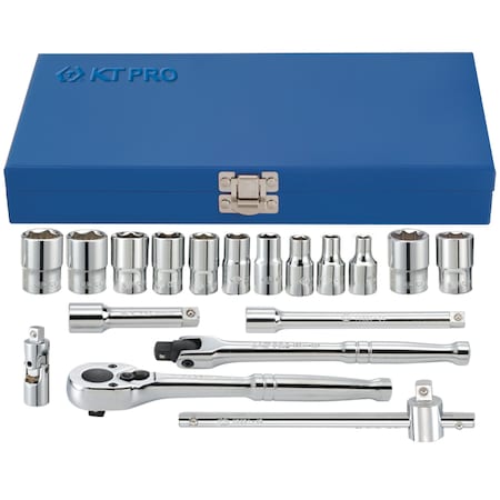 Kt Pro Tools Socket Set, 1/4 Drive, Metric, 18 Piece A2504MR