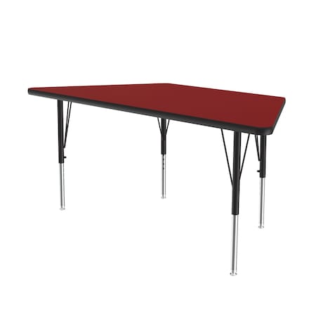 Correll Trapezoidal Adjustable Height Activity Kids School Table, High Pressure Laminate, Red A3060-TRP-35