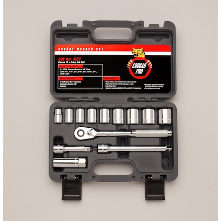 Cougar Pro Set 3/8" Dr 13 Pc Set 12 Pt Std Cougar P A31