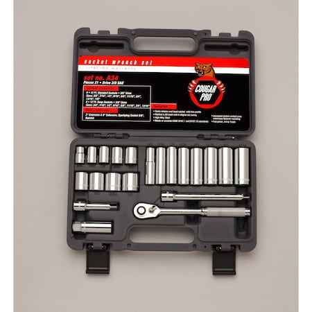 Cougar Pro Set 3/8" Dr 21 Pc Set 12 Pt Std/Deep C A34